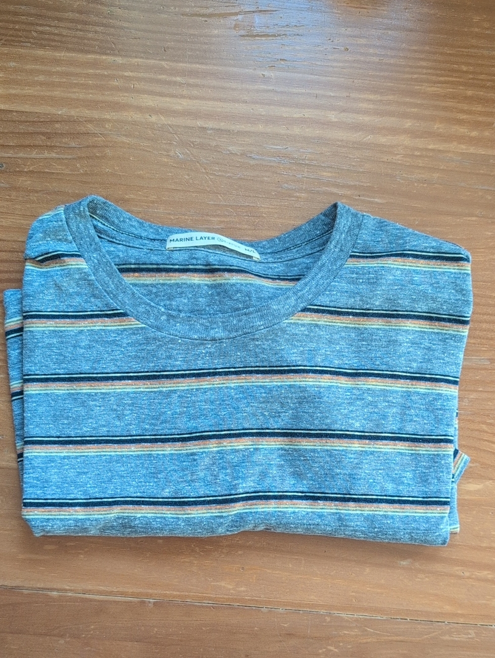 Marine Layer Heather Crewneck with Multicolor Stripes